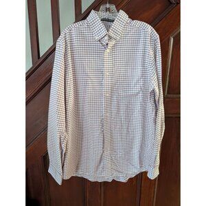 Eddie Bauer Mens Wrinkle Resistant Relaxed Fit Large Button-Down Shirt - Red & W